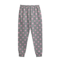 Grey And Pink Polka Dot Pattern Print Sweatpants