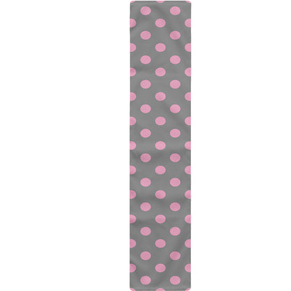 Grey And Pink Polka Dot Pattern Print Table Runner