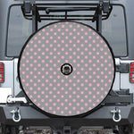 Grey And Pink Polka Dot Pattern Print Tire Cover With Camera Hole