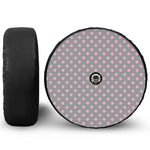 Grey And Pink Polka Dot Pattern Print Tire Cover With Camera Hole