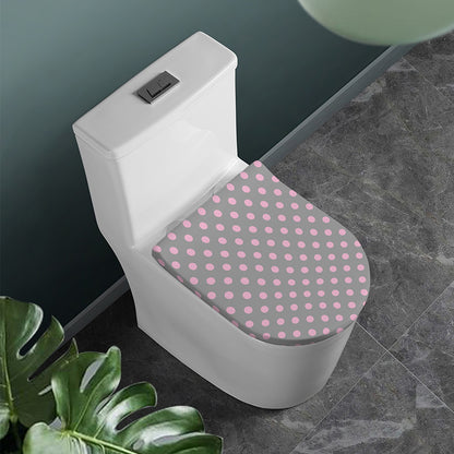 Grey And Pink Polka Dot Pattern Print Toilet Lid Cover