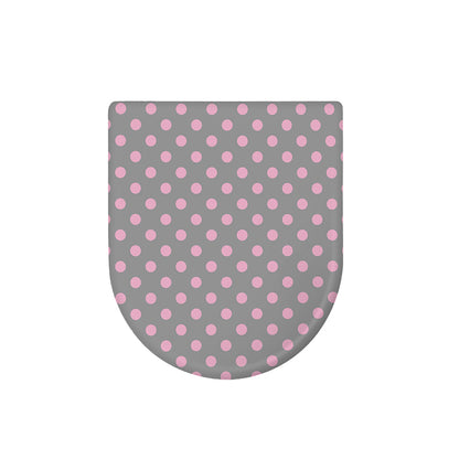 Grey And Pink Polka Dot Pattern Print Toilet Lid Cover