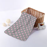 Grey And Pink Polka Dot Pattern Print Towel