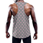 Grey And Pink Polka Dot Pattern Print Training Tank Top