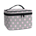 Grey And Pink Polka Dot Pattern Print Travel Makeup Bag