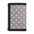 Grey And Pink Polka Dot Pattern Print Trifold Wallet