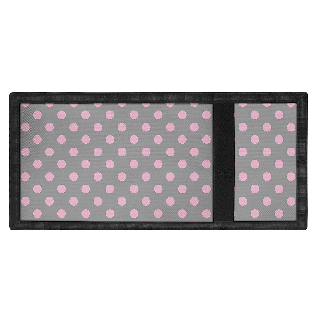 Grey And Pink Polka Dot Pattern Print Trifold Wallet