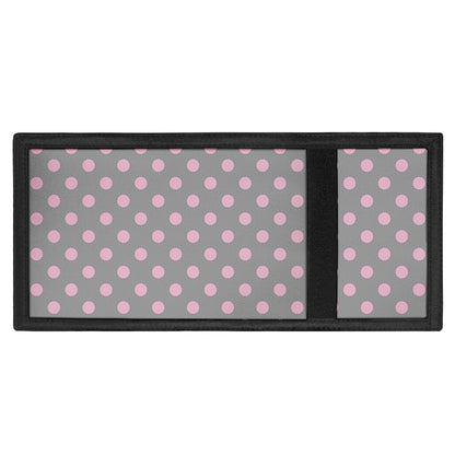 Grey And Pink Polka Dot Pattern Print Trifold Wallet