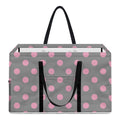 Grey And Pink Polka Dot Pattern Print Utility Tote Bag