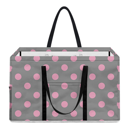 Grey And Pink Polka Dot Pattern Print Utility Tote Bag