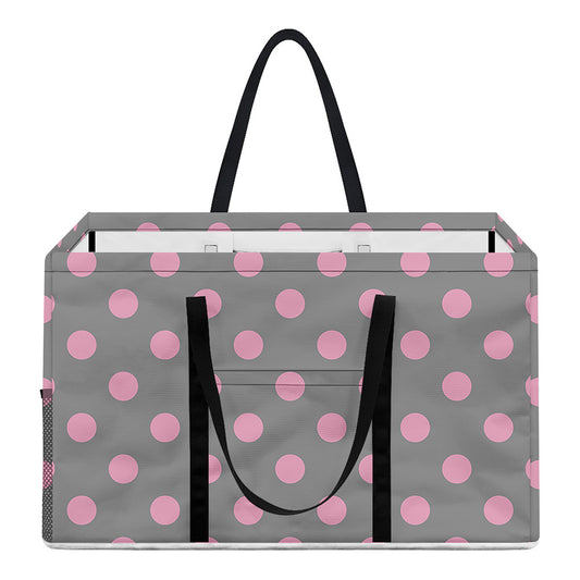 Grey And Pink Polka Dot Pattern Print Utility Tote Bag