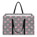 Grey And Pink Polka Dot Pattern Print Utility Tote Bag