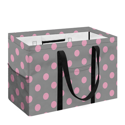 Grey And Pink Polka Dot Pattern Print Utility Tote Bag
