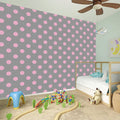 Grey And Pink Polka Dot Pattern Print Wall Sticker