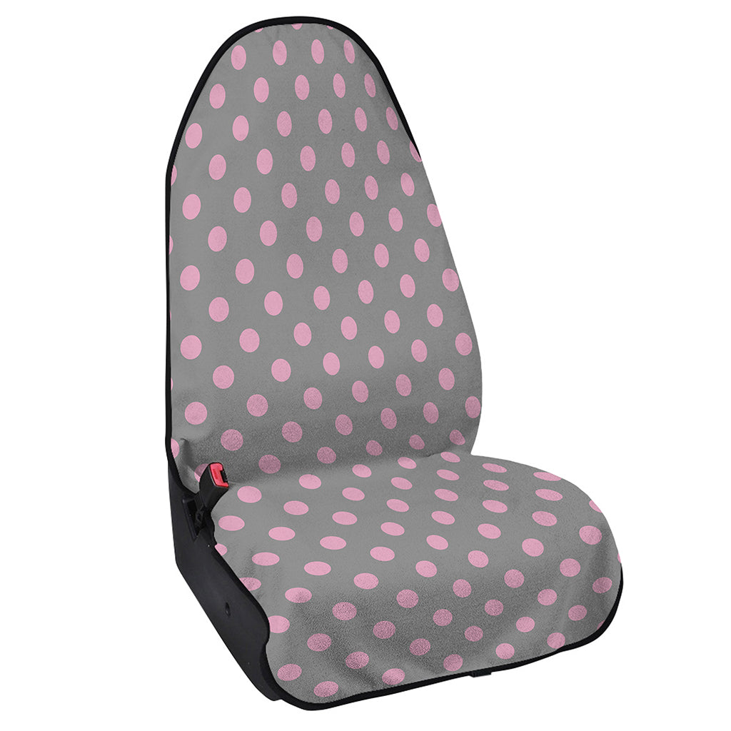 Grey And Pink Polka Dot Pattern Print Waterproof Car Seat Cover