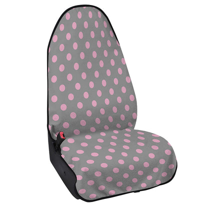 Grey And Pink Polka Dot Pattern Print Waterproof Car Seat Cover