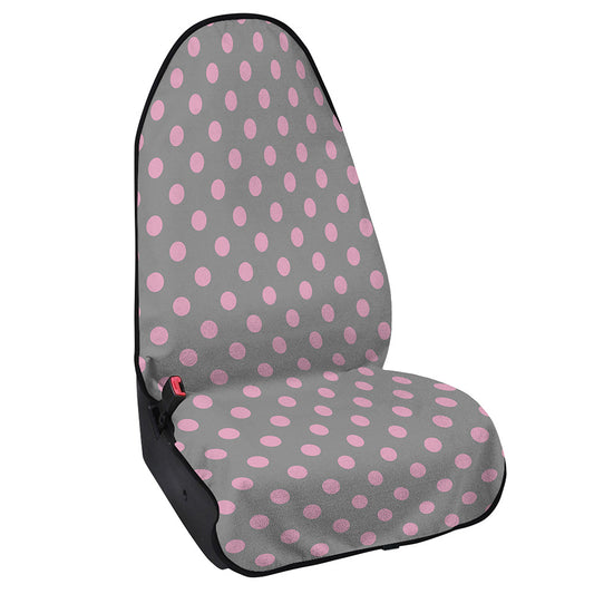 Grey And Pink Polka Dot Pattern Print Waterproof Car Seat Cover