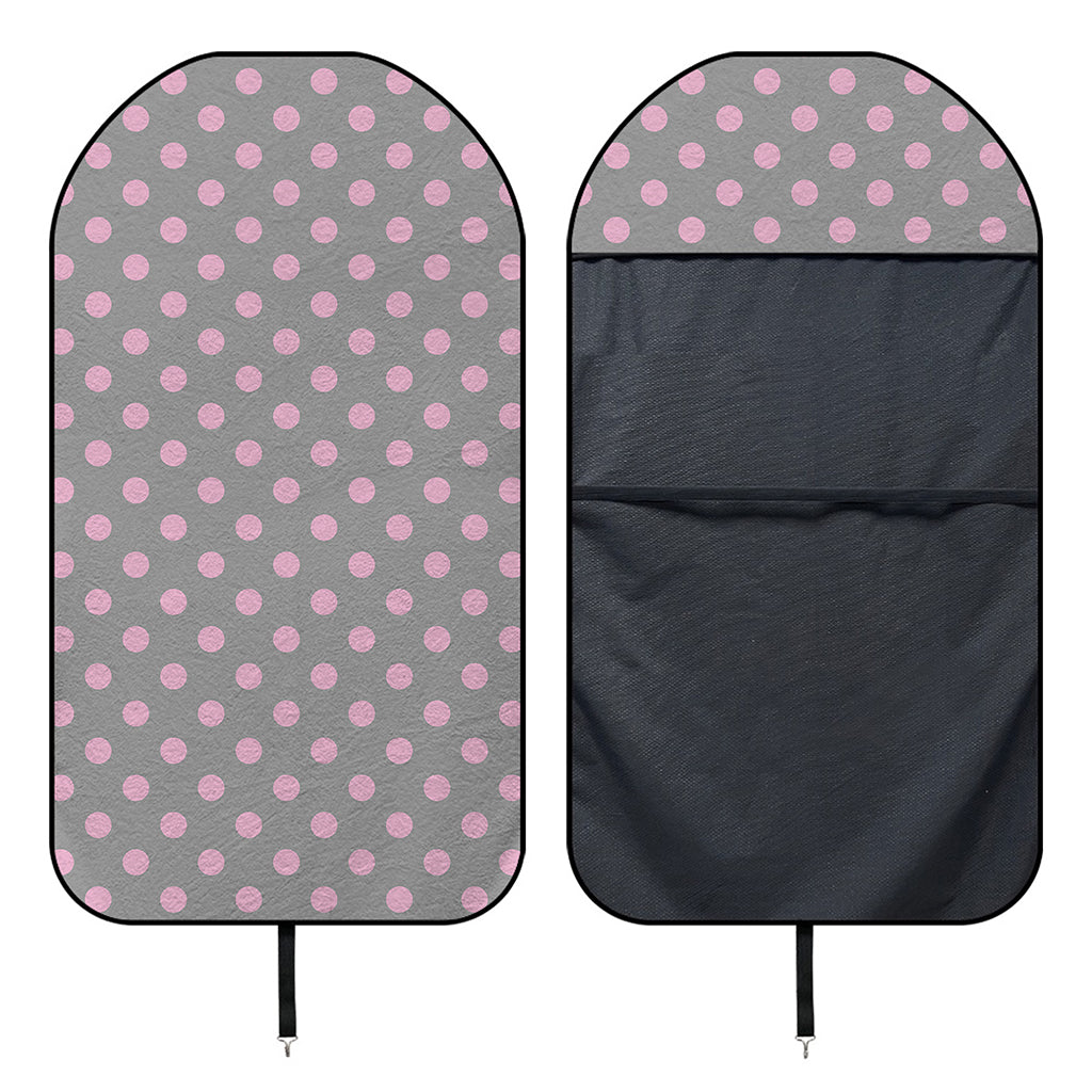 Grey And Pink Polka Dot Pattern Print Waterproof Car Seat Cover