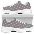 Grey And Pink Polka Dot Pattern Print White Chunky Shoes