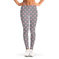 Grey And Pink Polka Dot Pattern Print Women's Leggings