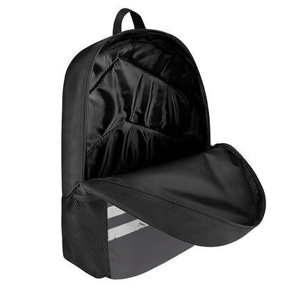 Grey And White American Flag Print 17 Inch Backpack