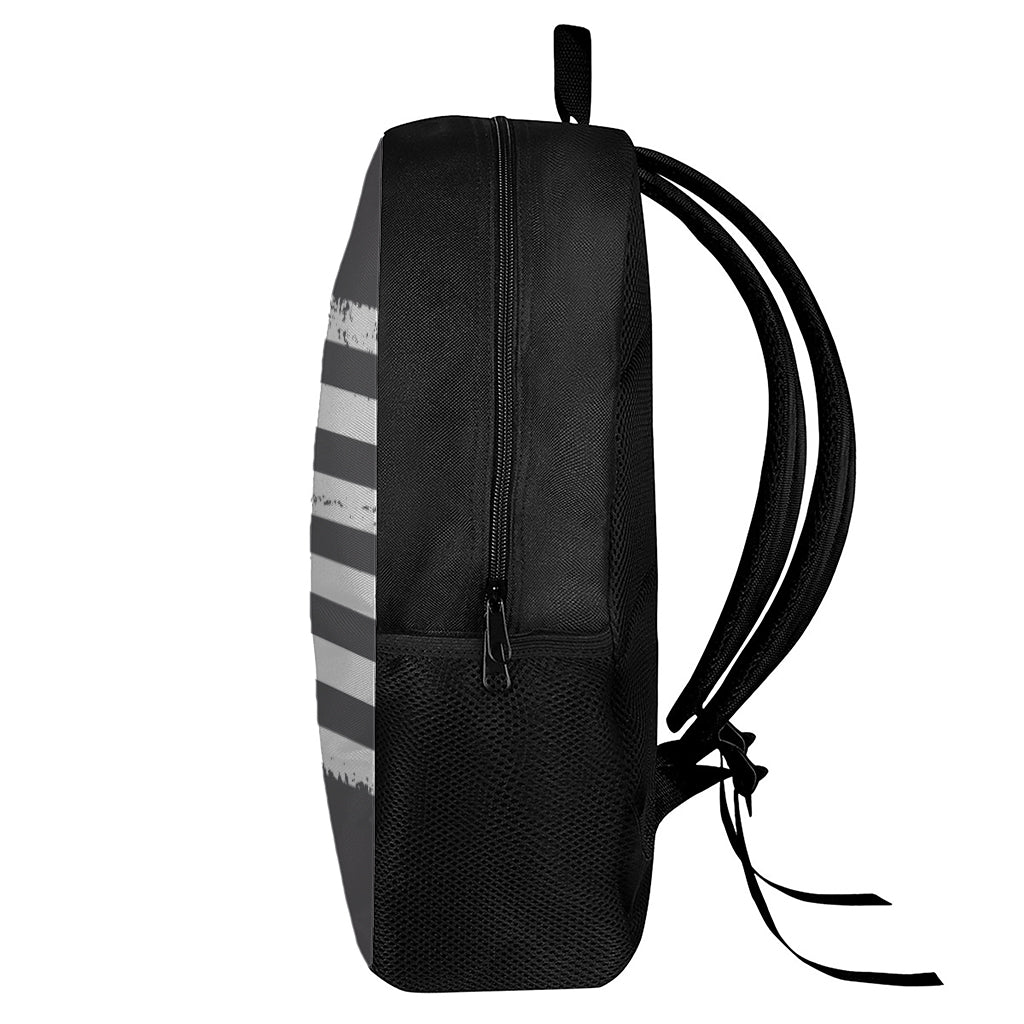 Grey And White American Flag Print 17 Inch Backpack