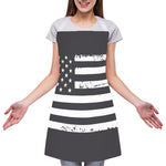 Grey And White American Flag Print Adjustable Apron