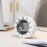 Grey And White American Flag Print Alarm Clock