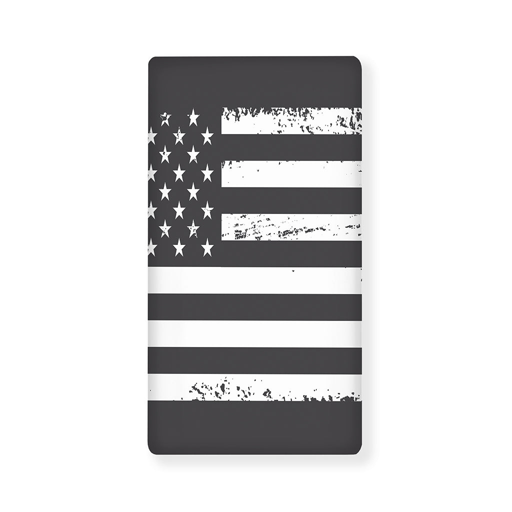 Grey And White American Flag Print Baby Crib Sheet