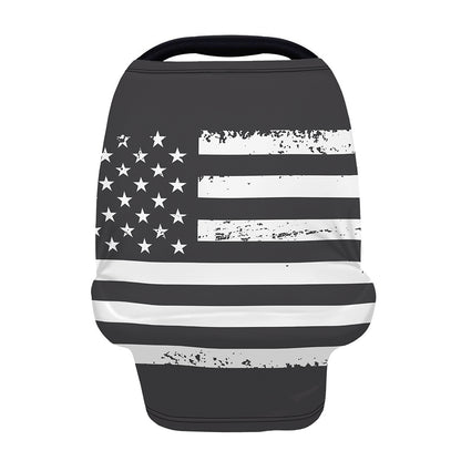 Grey And White American Flag Print Baby Seat Cover