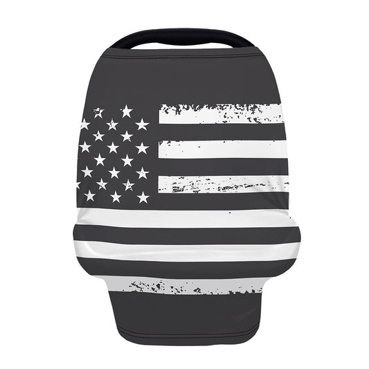 Grey And White American Flag Print Baby Seat Cover