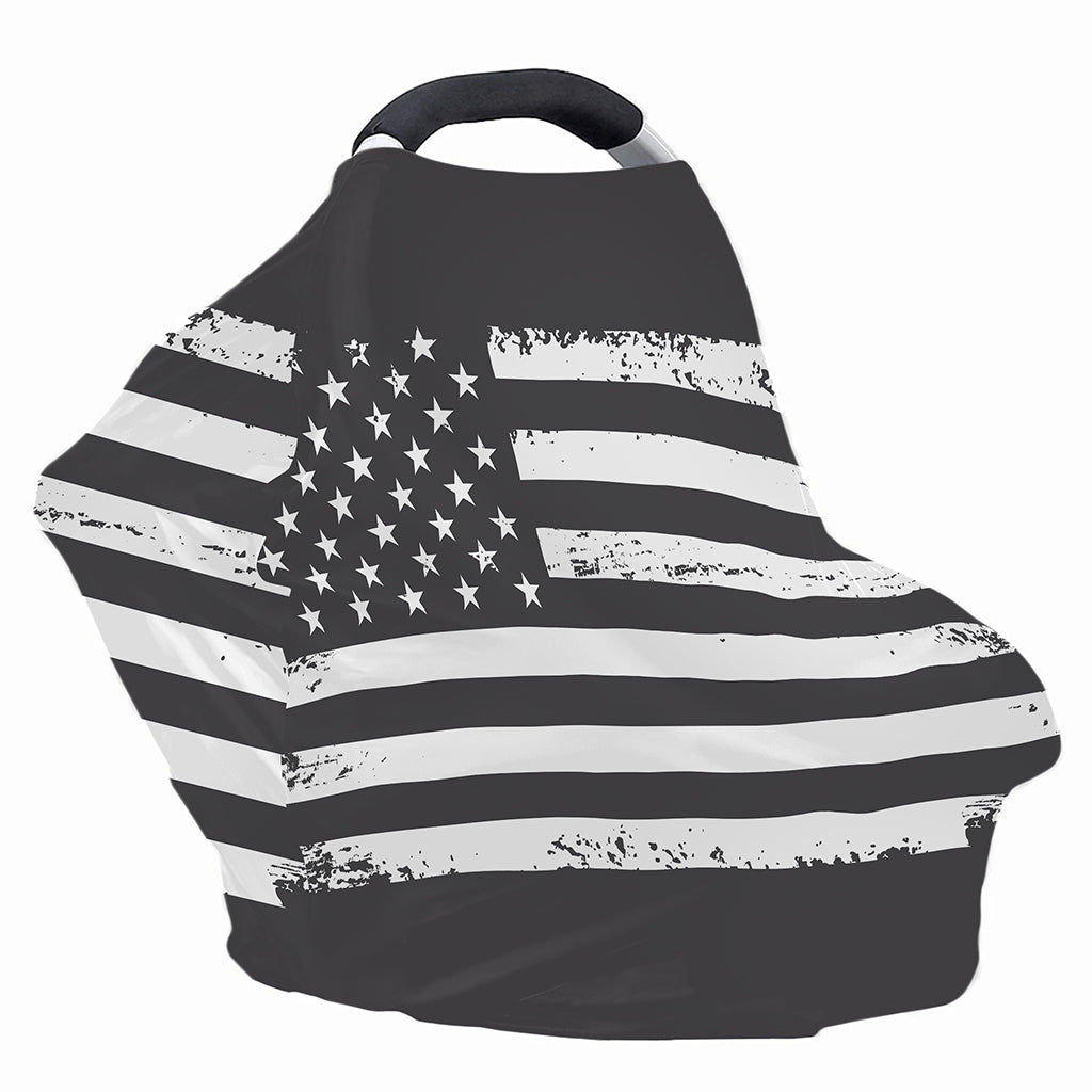 Grey And White American Flag Print Baby Seat Cover
