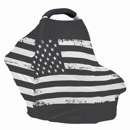 Grey And White American Flag Print Baby Seat Cover