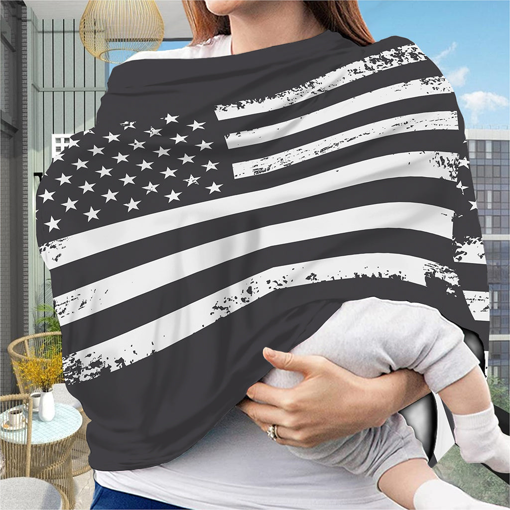 Grey And White American Flag Print Baby Seat Cover