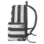 Grey And White American Flag Print Backpack
