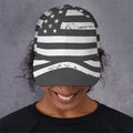 Grey And White American Flag Print Baseball Cap