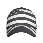 Grey And White American Flag Print Baseball Cap