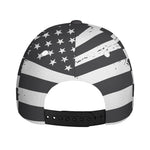 Grey And White American Flag Print Baseball Cap