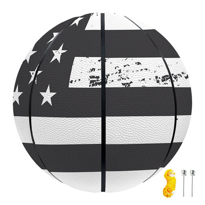 Grey And White American Flag Print Basketball
