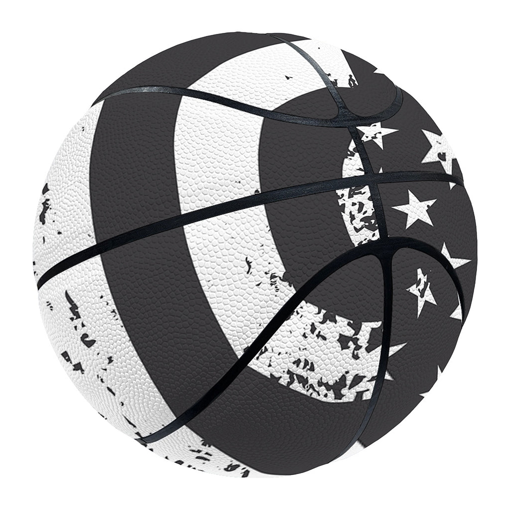 Grey And White American Flag Print Basketball