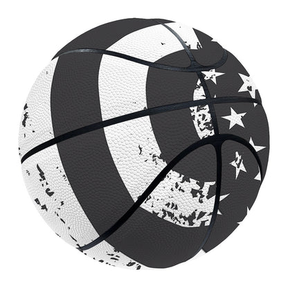 Grey And White American Flag Print Basketball