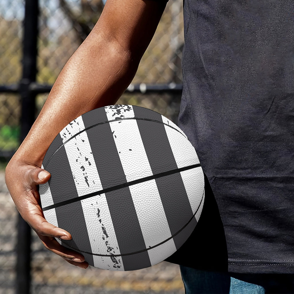 Grey And White American Flag Print Basketball