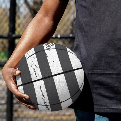 Grey And White American Flag Print Basketball