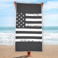 Grey And White American Flag Print Beach Towel