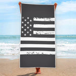 Grey And White American Flag Print Beach Towel