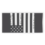 Grey And White American Flag Print Beach Towel