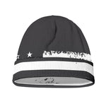 Grey And White American Flag Print Beanie