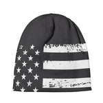 Grey And White American Flag Print Beanie