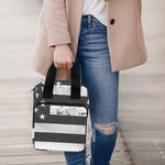 Grey And White American Flag Print Bible Tote Bag