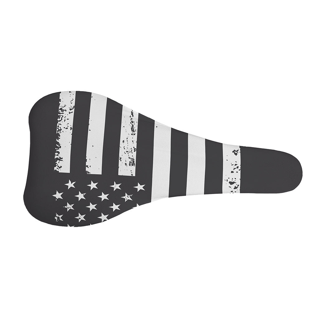 Grey And White American Flag Print Bicycle Seat Cover